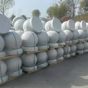 湛江 白麻花岗岩石材圆球，石球，挡车球，隔离球，景观石球，风水球等