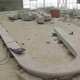 湛江 芝麻白花岗岩弧形花坛石，坐凳石