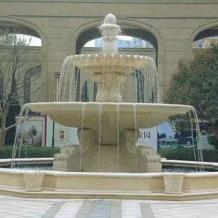 湛江 黄金麻花岗岩异型加工——户外庭院石雕流水喷泉