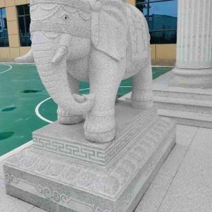 湛江 白麻花岗岩动物异形石雕-大象