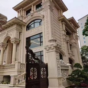 湛江 黄金麻花岗岩别墅外墙干挂效果展示