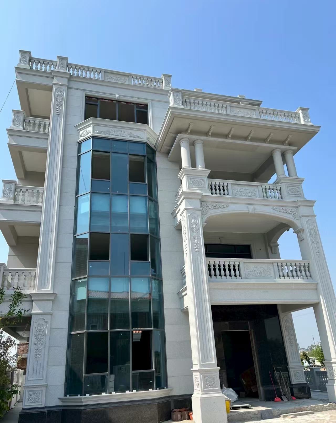 湛江 白麻花岗岩别墅外墙干挂效果展示