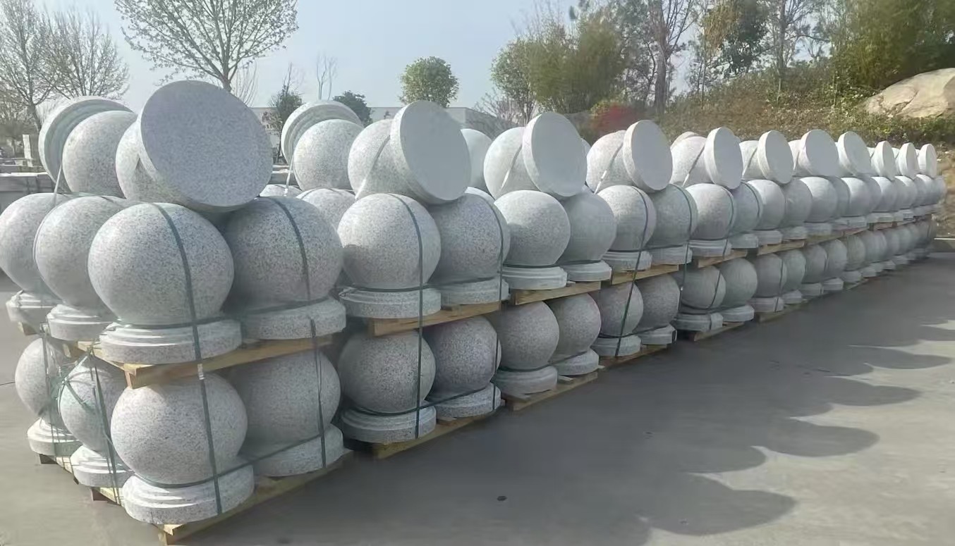 湛江 白麻花岗岩石材圆球，石球，挡车球，隔离球，景观石球，风水球等