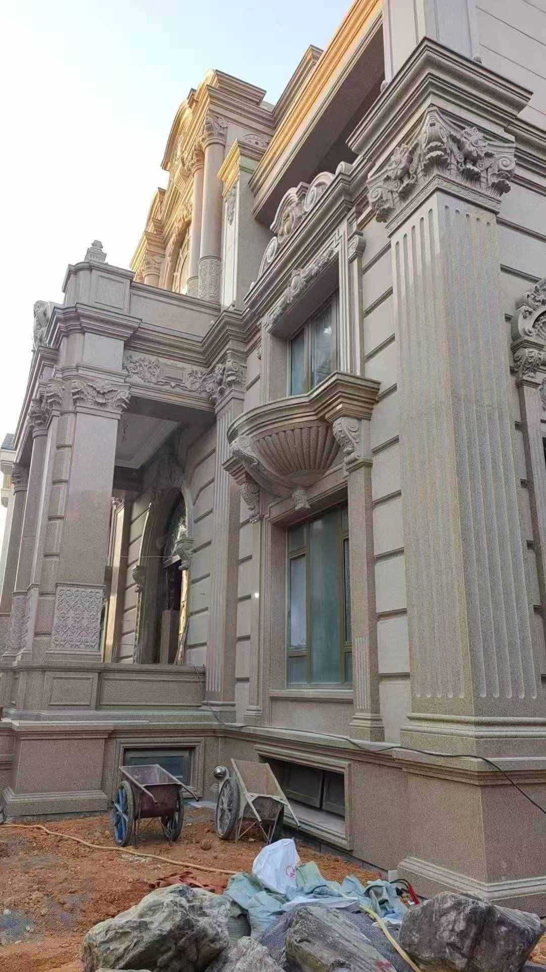 湛江 黄金麻花岗岩光面别墅外墙干挂施工完成