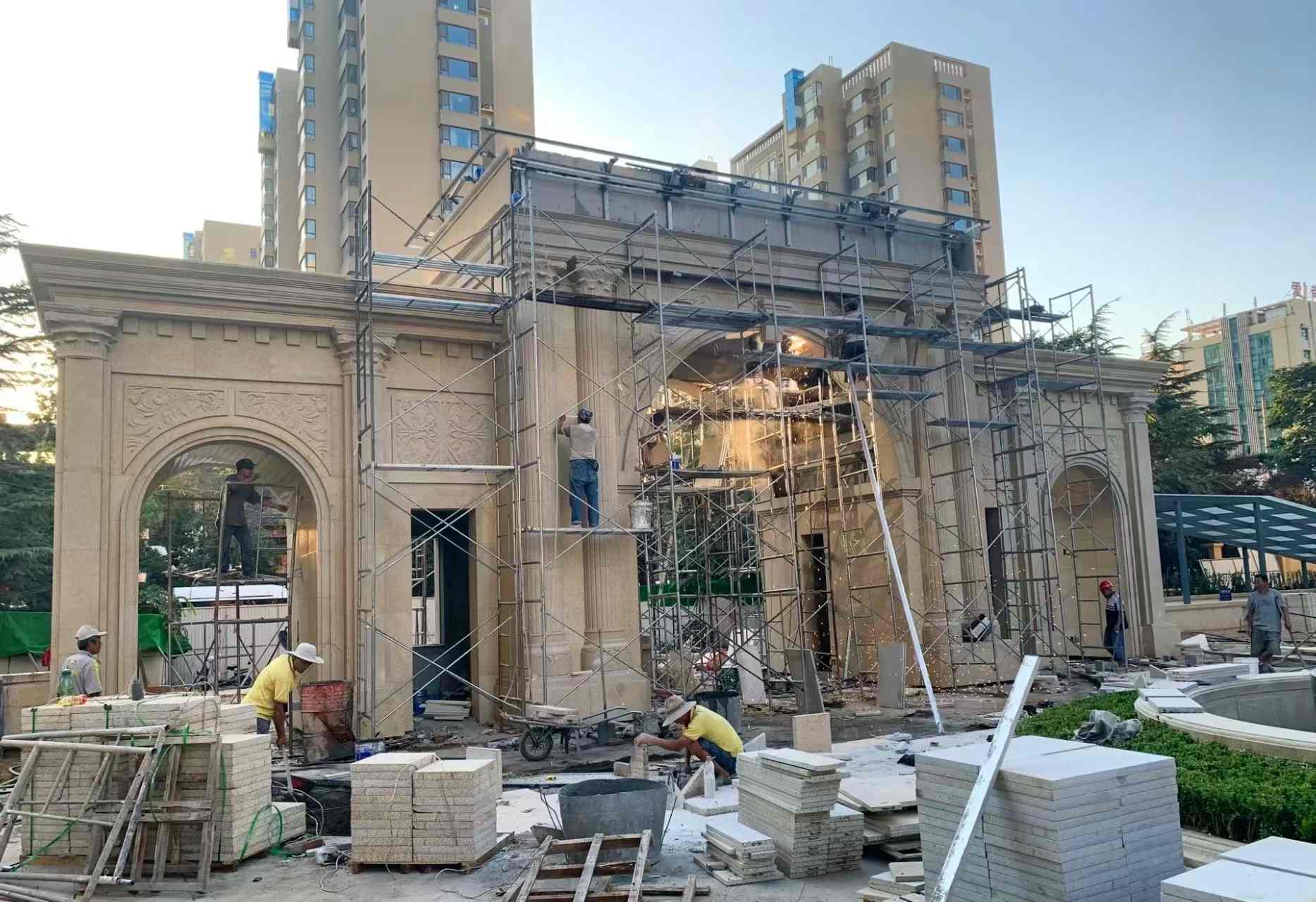 湛江 黄金麻荔枝面花岗岩小区门楼外墙干挂